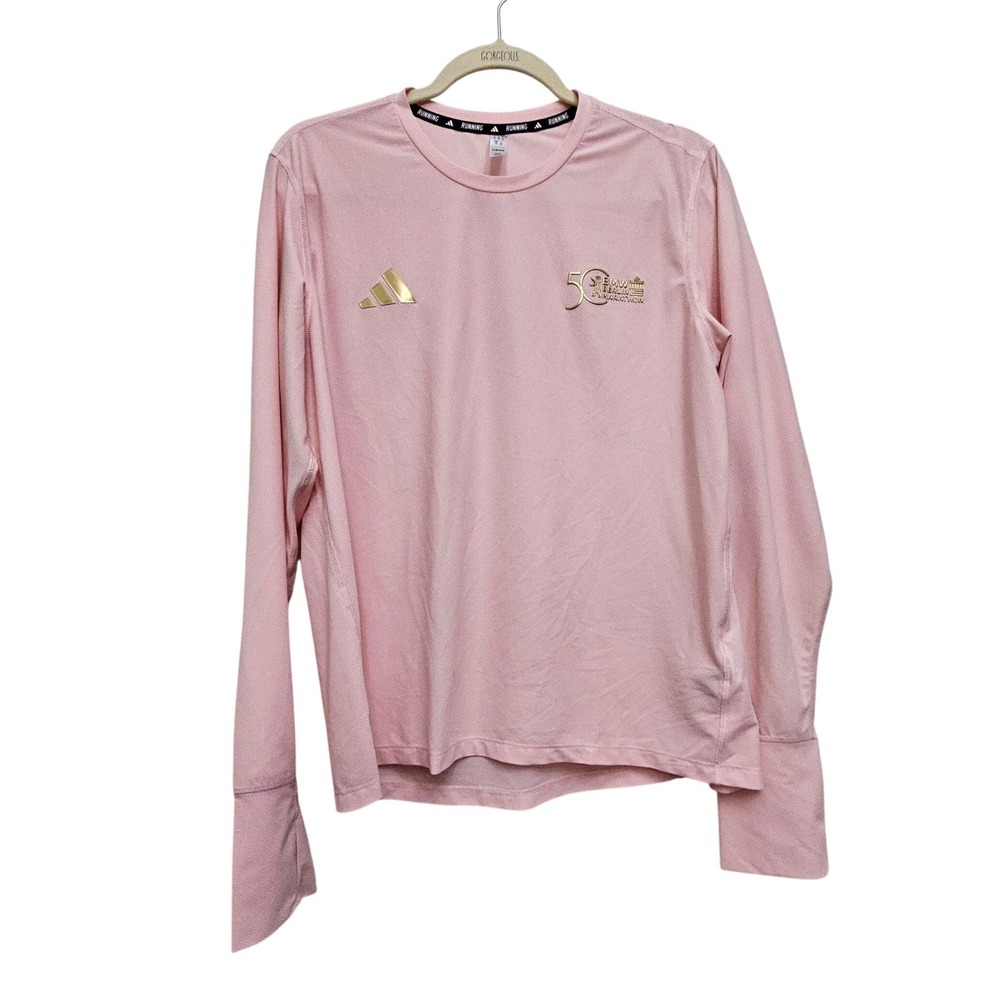 Adidas Running Shirt Women Large Pink Berlin Marathon 50th Aeroready Long Sleeve